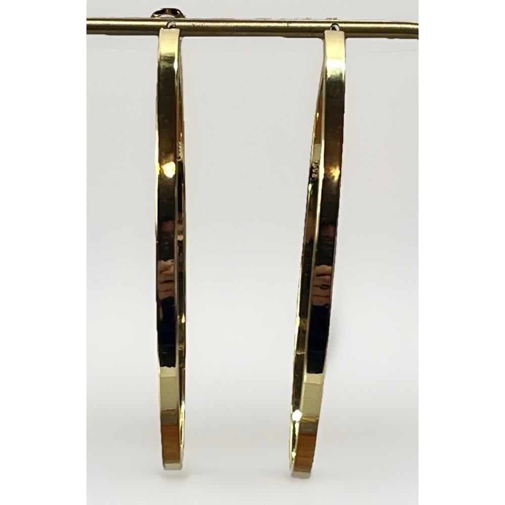 VTG 925 Sterling Silver Gold Tone Hoop Earrings 2.5” Large Flat Hoops 17.7g - Picture 10 of 13